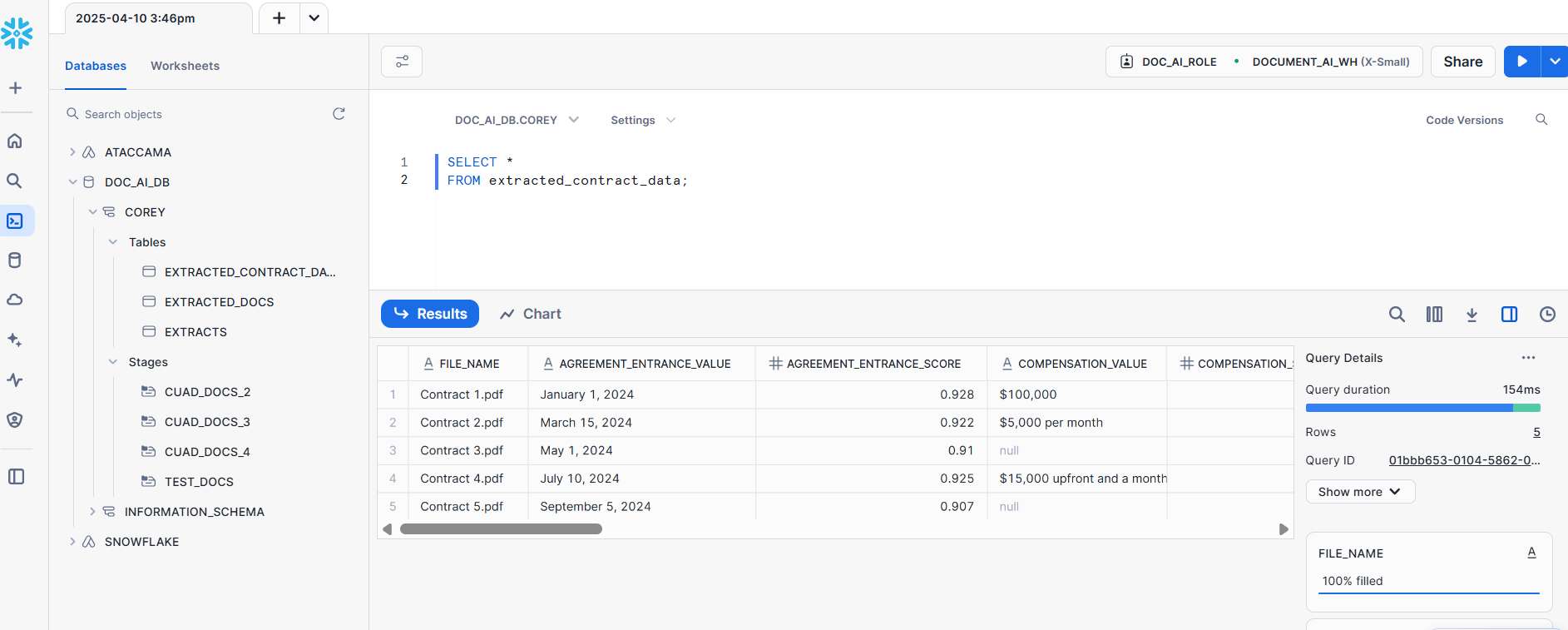 Query results