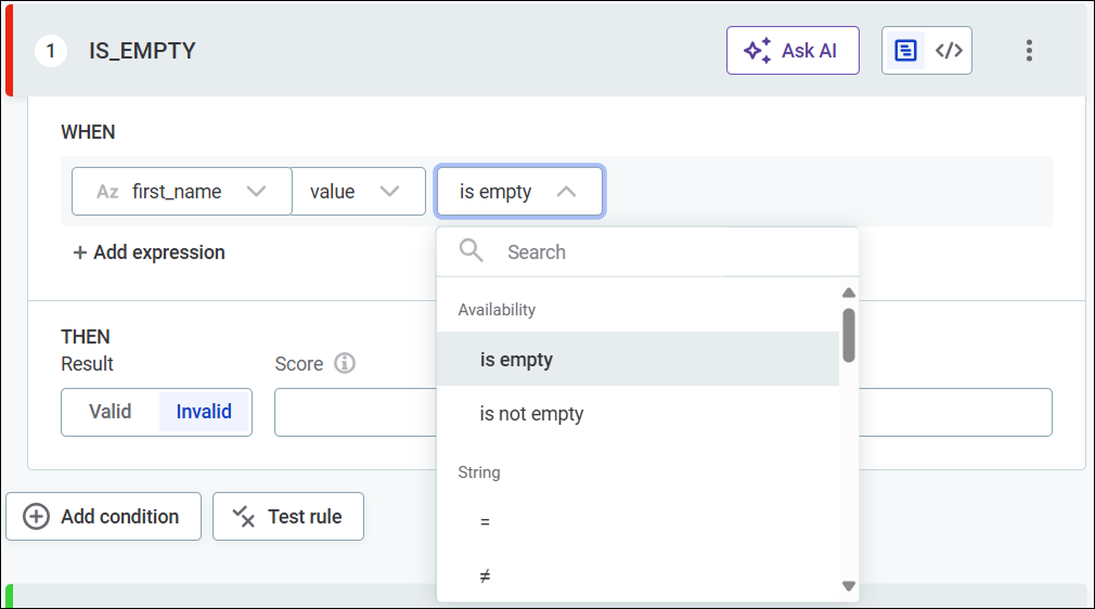 Select condition