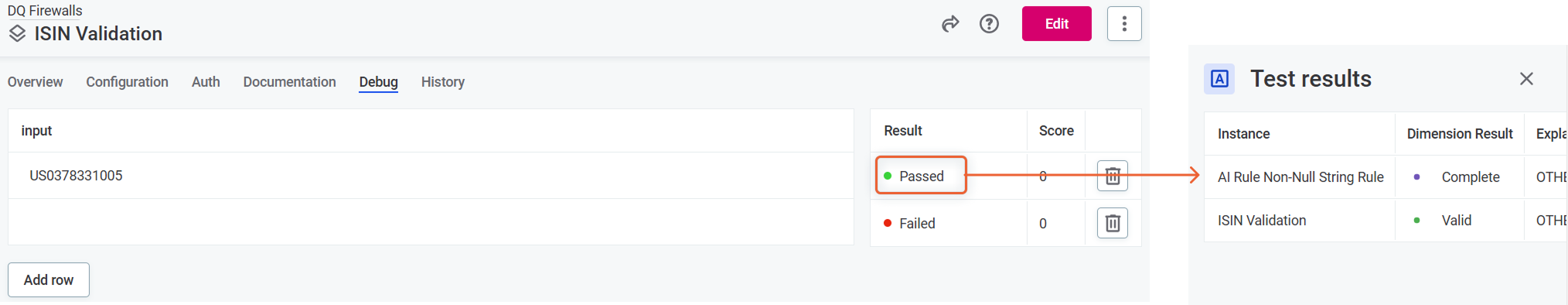 Debug rules detail