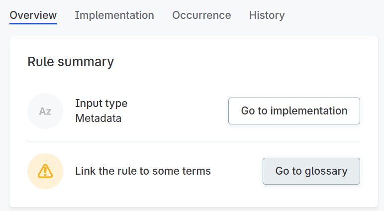 Navigation to glossary after rule creation