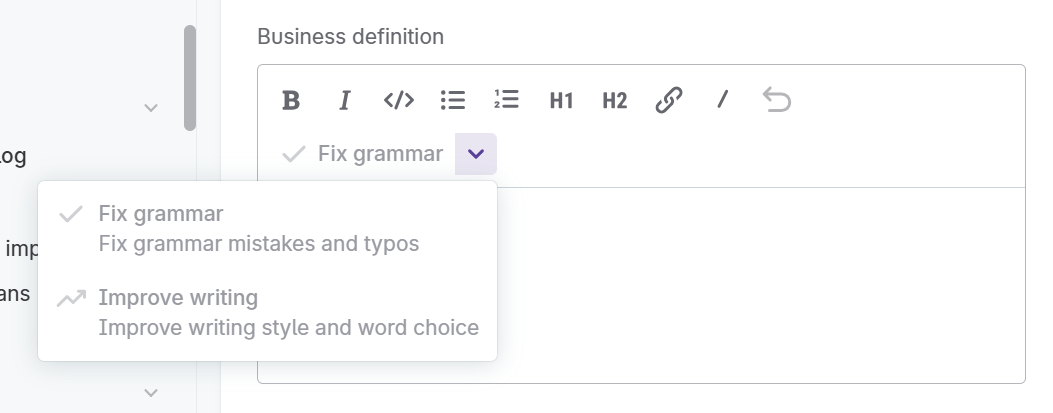 build glossary genai description