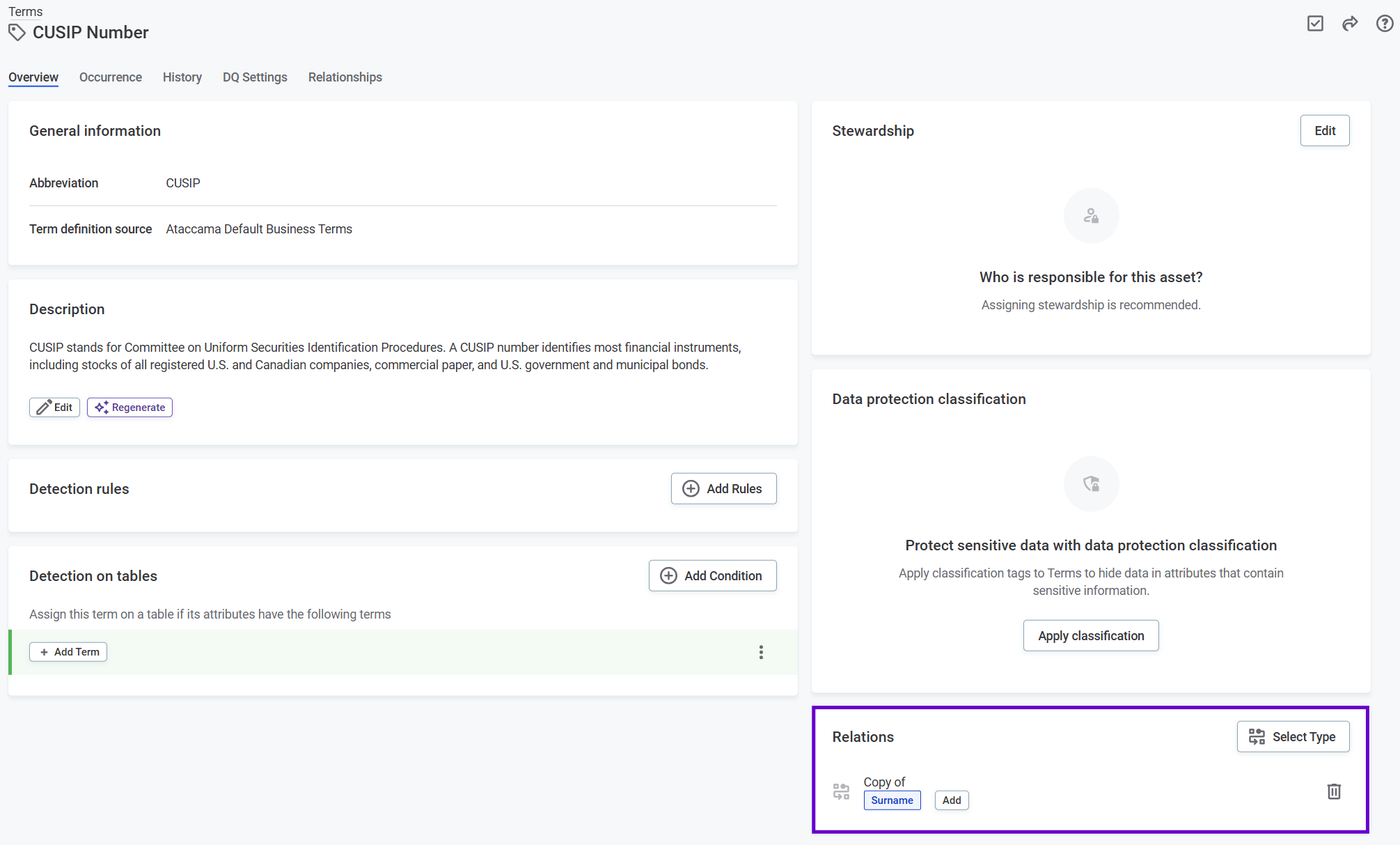 build glossary relations widget