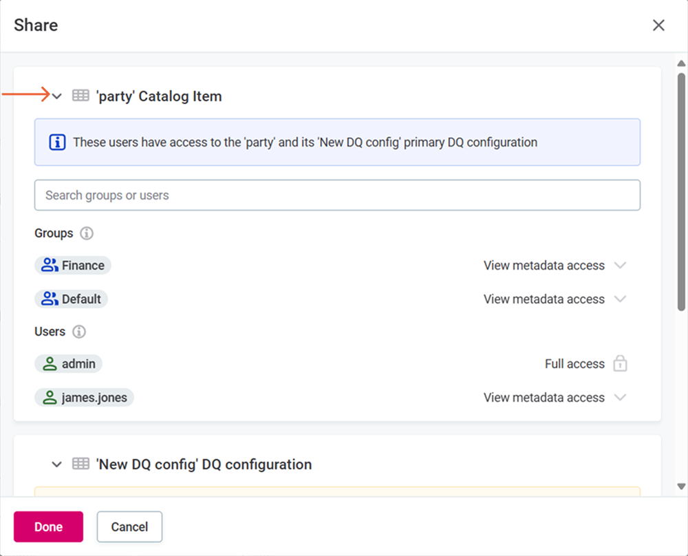 Set permissions to catalog item