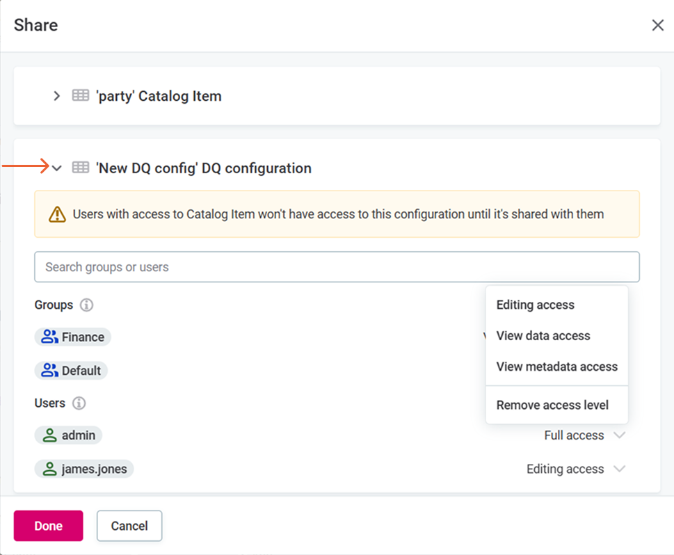 Set permissions to secondary DQ configuration