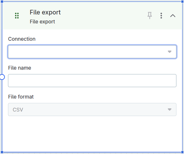 File export step configuration interface