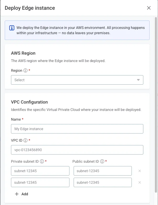 Deploy Edge Instance - Region and VPC