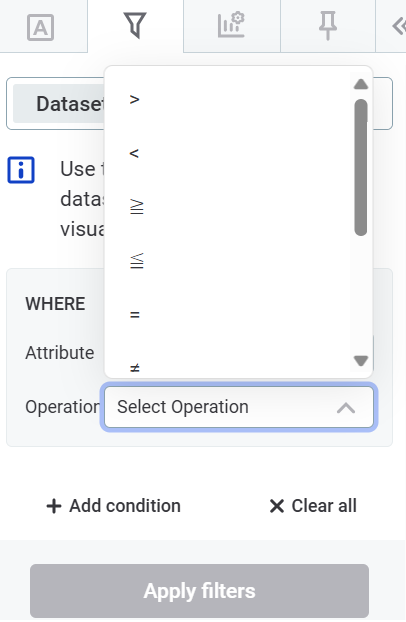 visualization overview display filters select operation