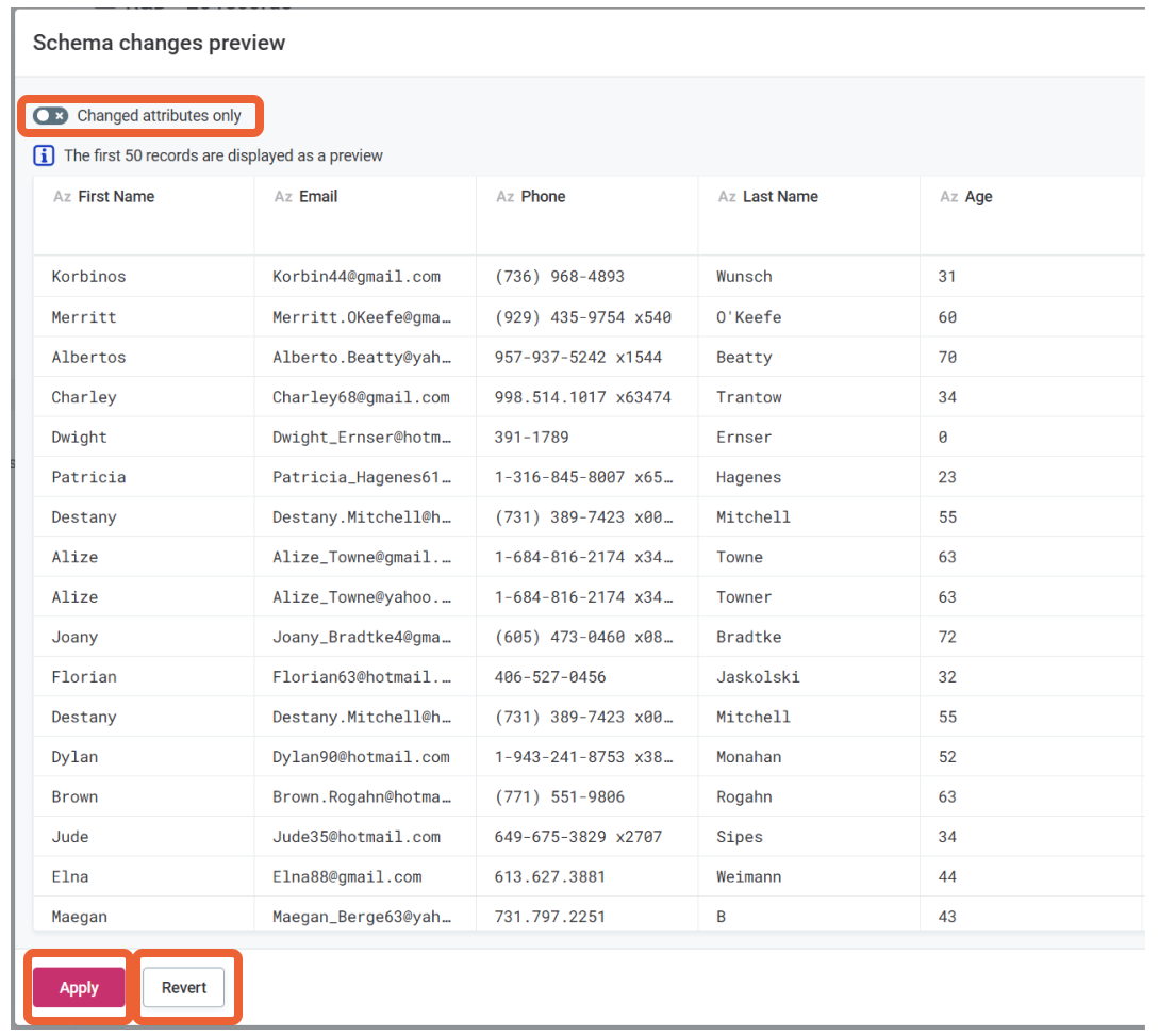 Schema changes preview