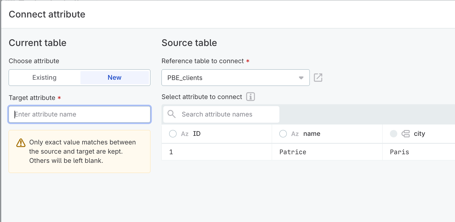 Updated attribute connection workflow