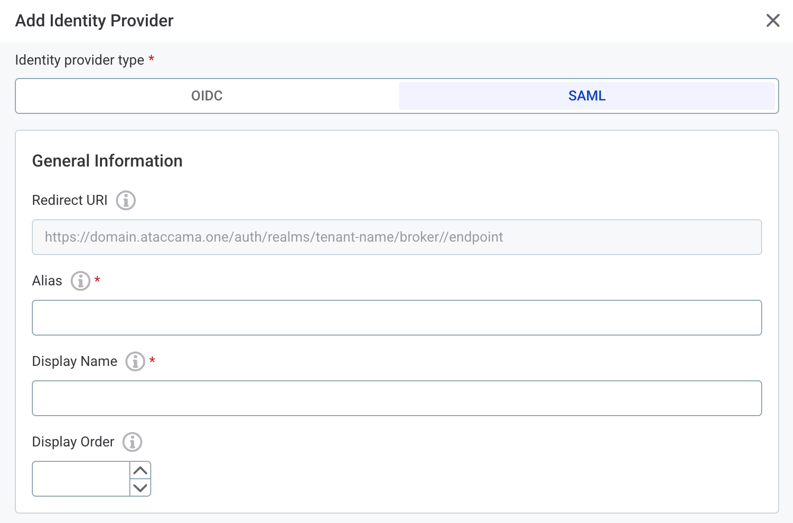 Redirect URI in the Add Identity Provider dialog