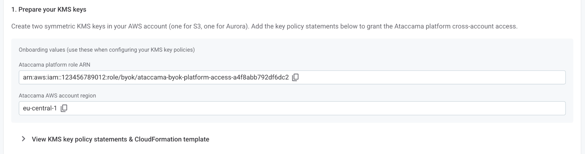 CloudFormation template in the Create SaaS environment wizard