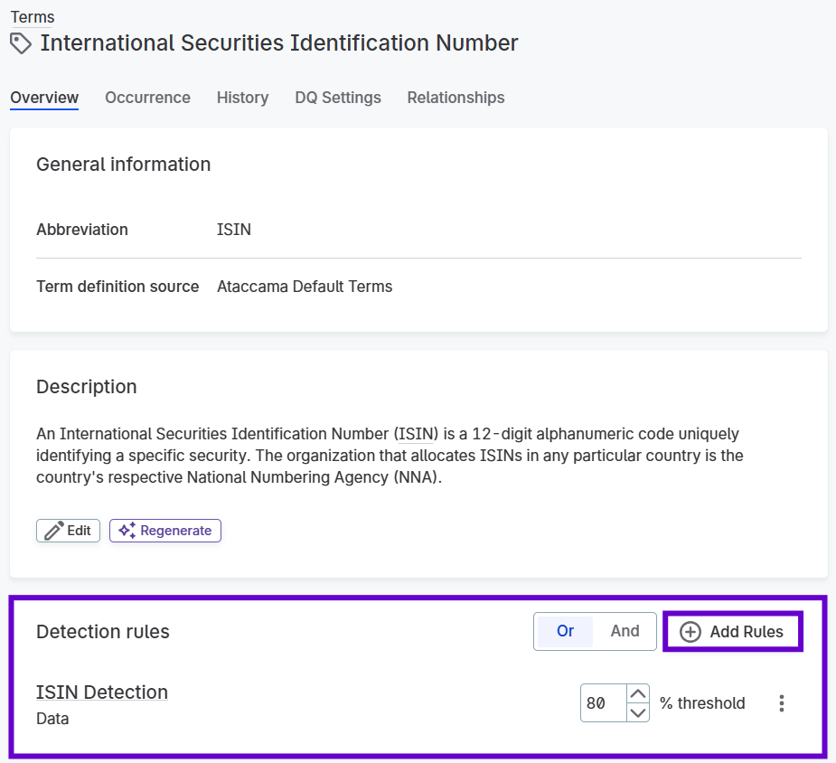 Adding detection rules to a term