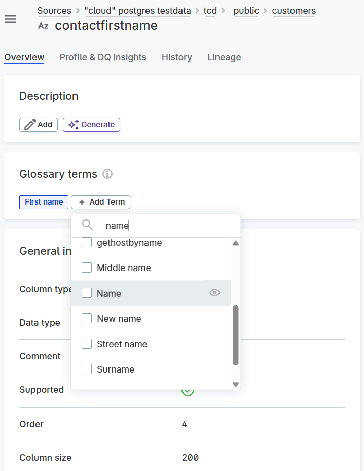 Adding a term manually to an attribute