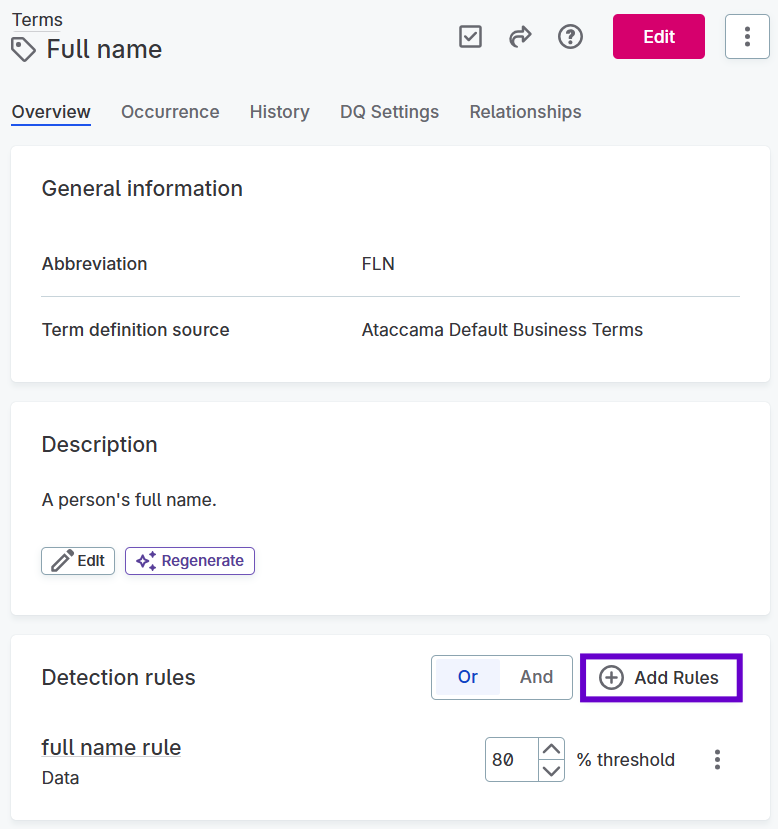 Applying the rule to the Full Name term