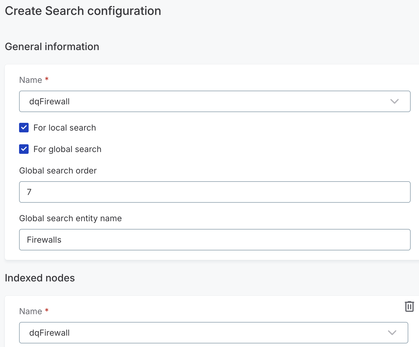 Create search configuration