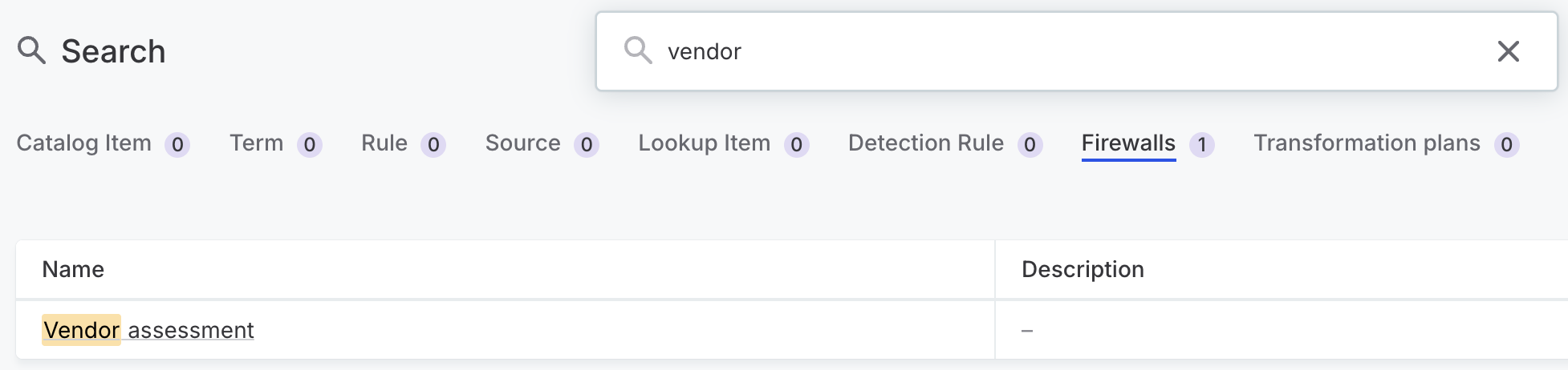 Tab added to global search