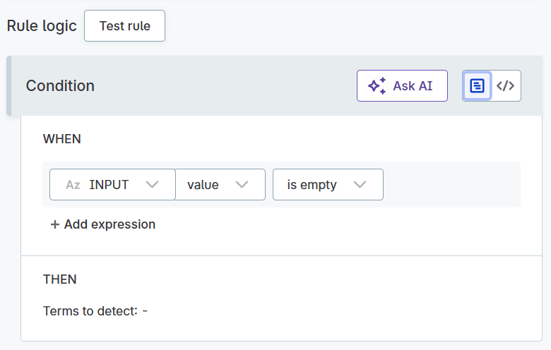 Condition builder interface