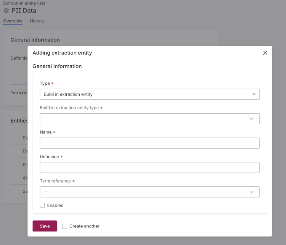 Built-in entity type