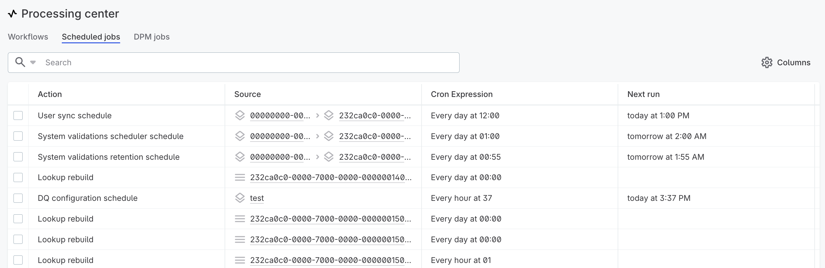 Scheduled jobs overview
