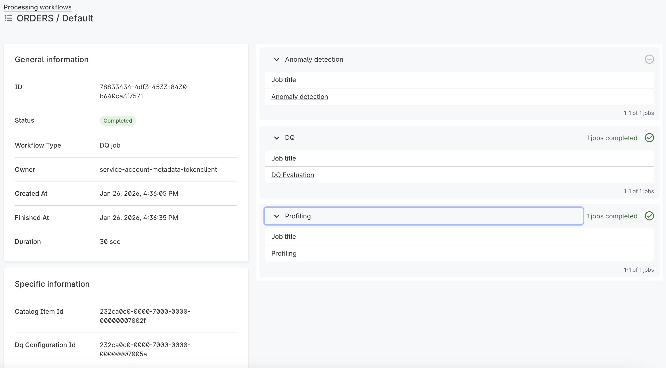 Workflow detail page