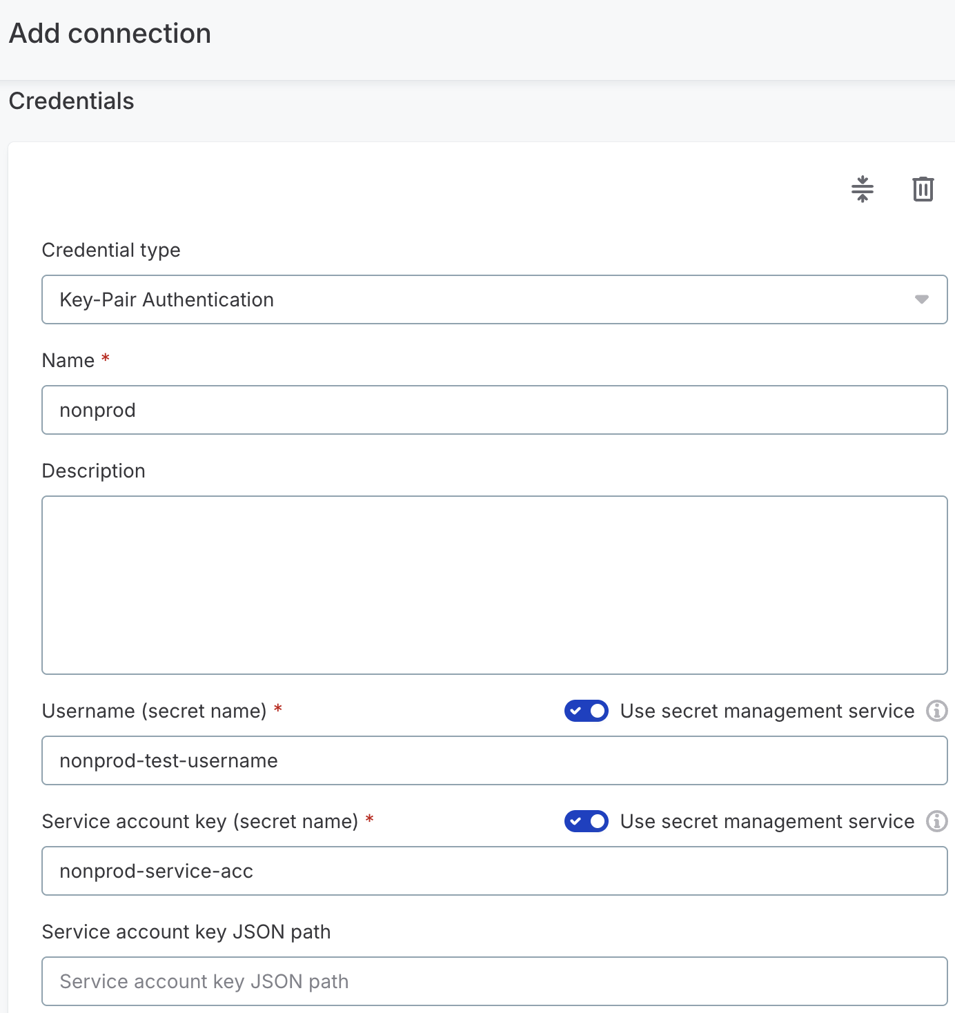Use secret management service in credentials
