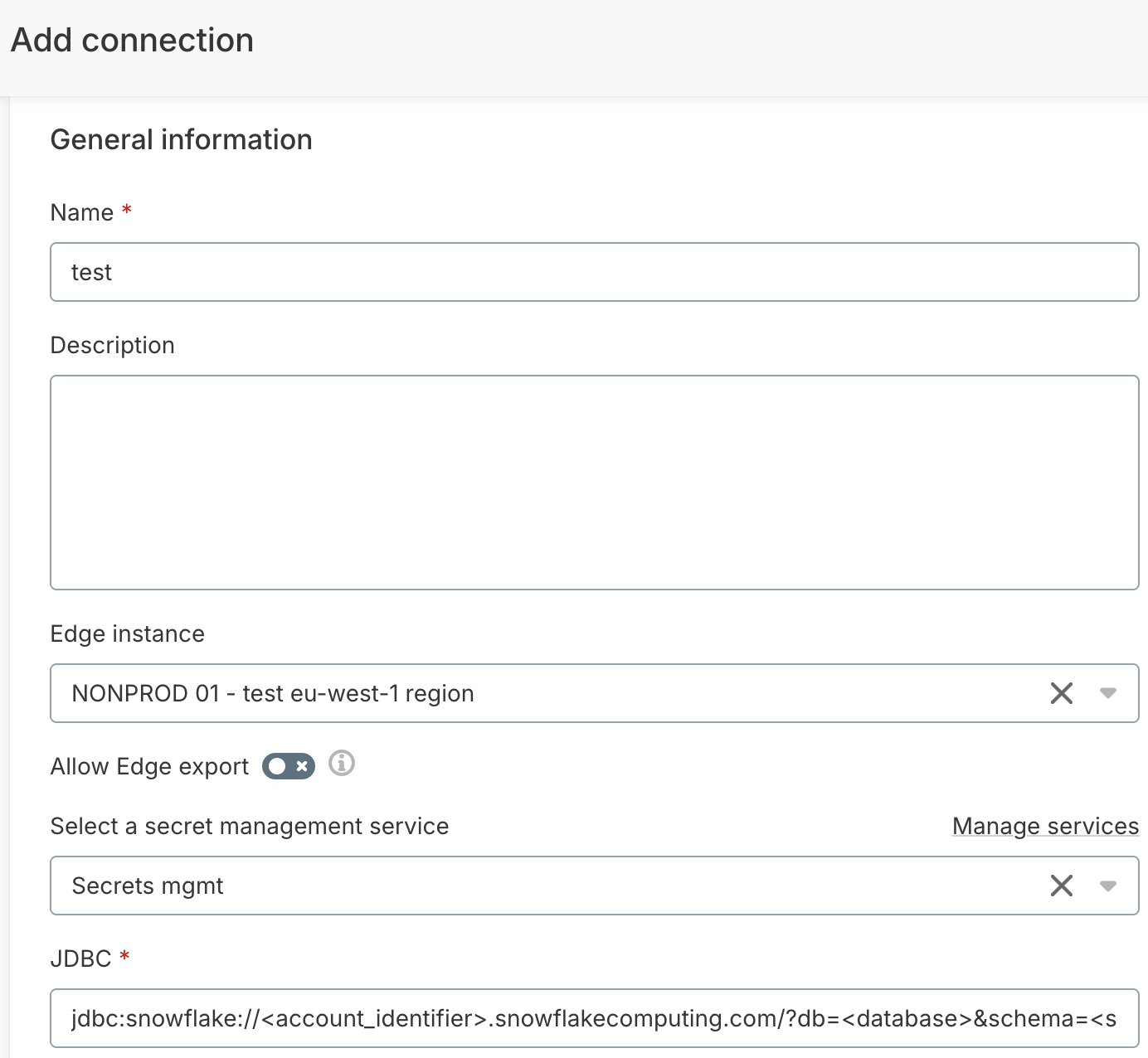 Enable secret management service for a connection