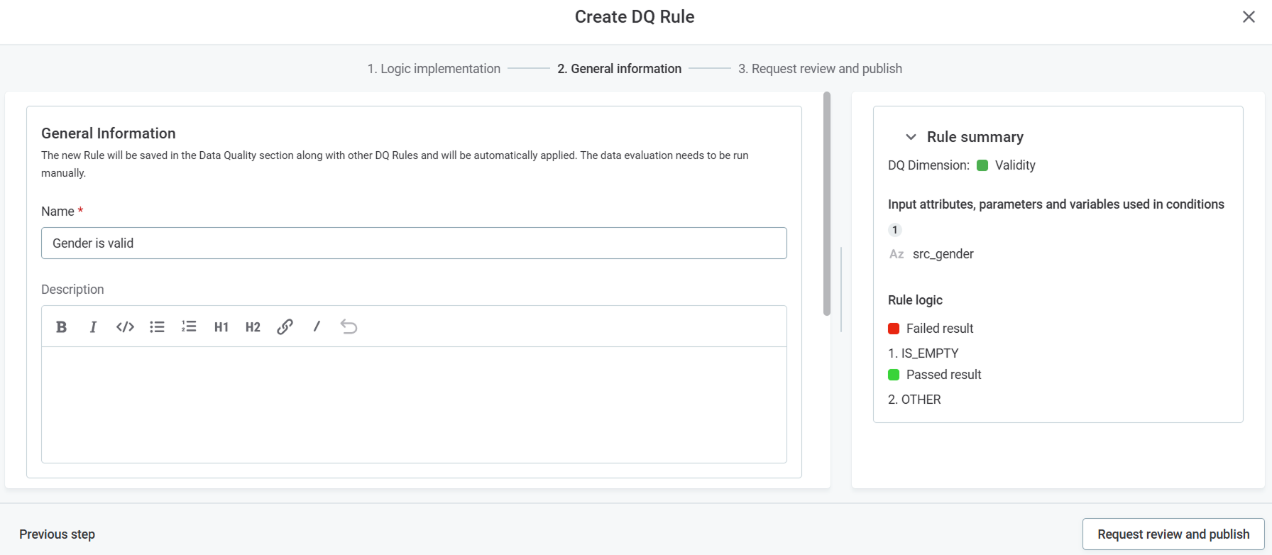Create DQ Rule - Logic Implementation