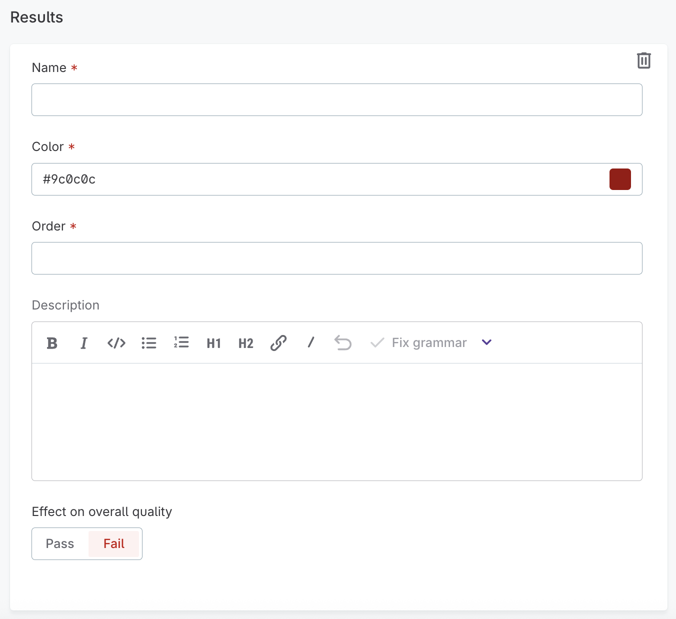 Add DQ dimension result dialog