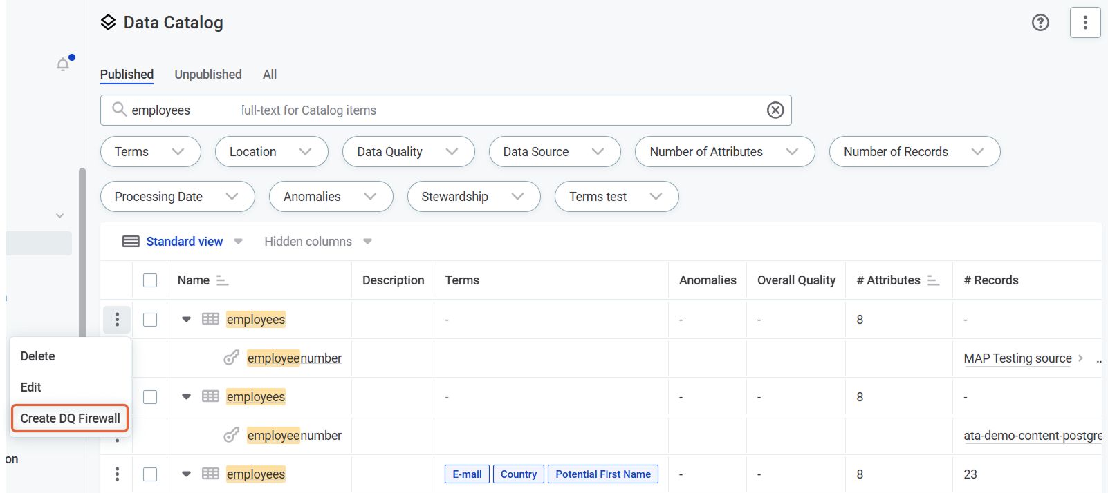 Create firewall from catalog item