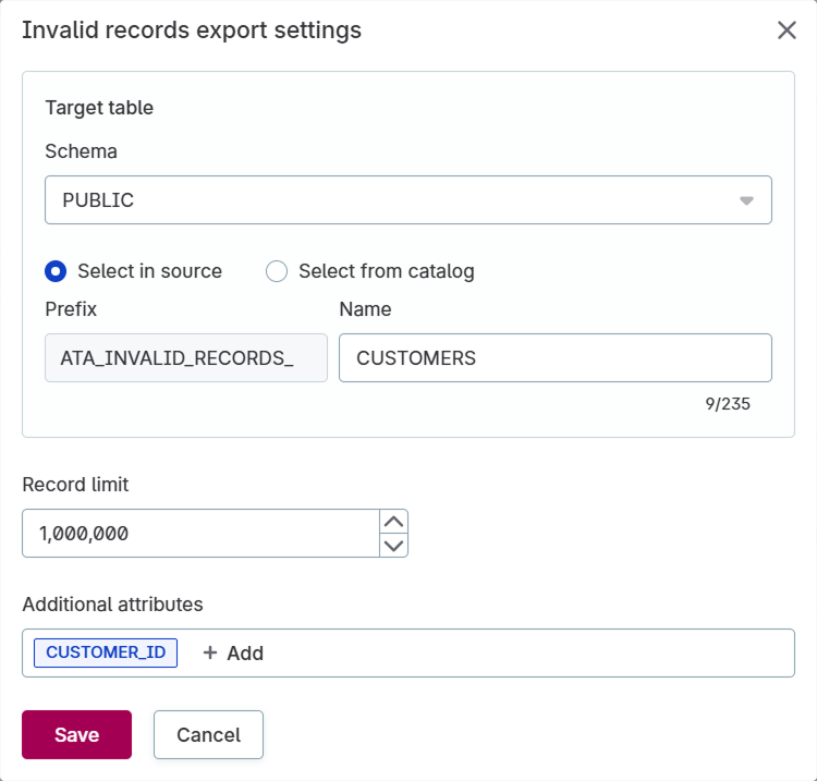 Export configuration for pushdown processing