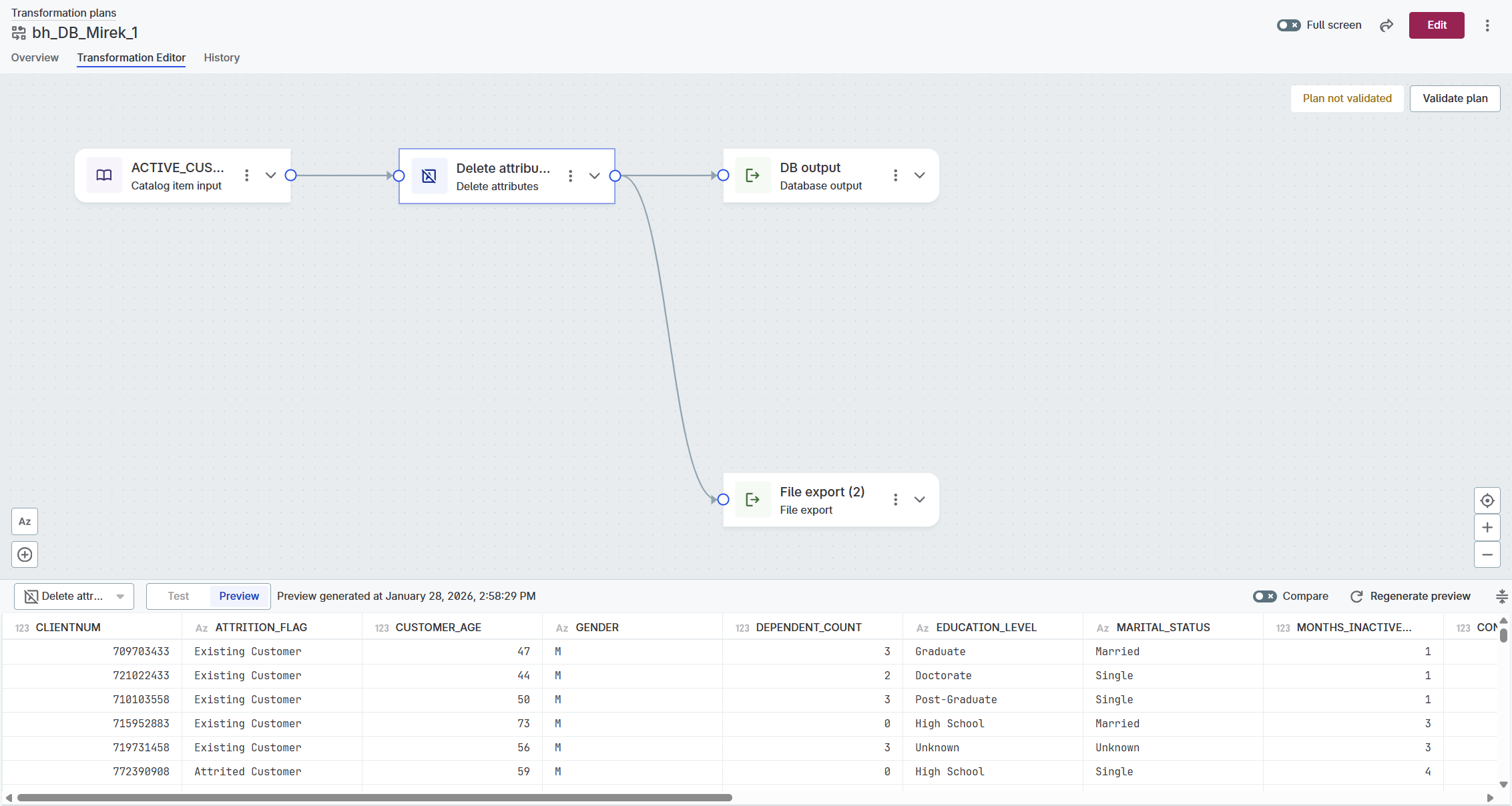 Data preview calculated