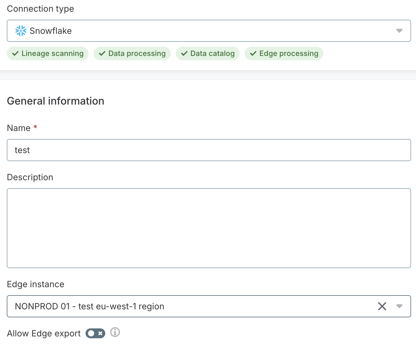 Select edge instance in data source connection