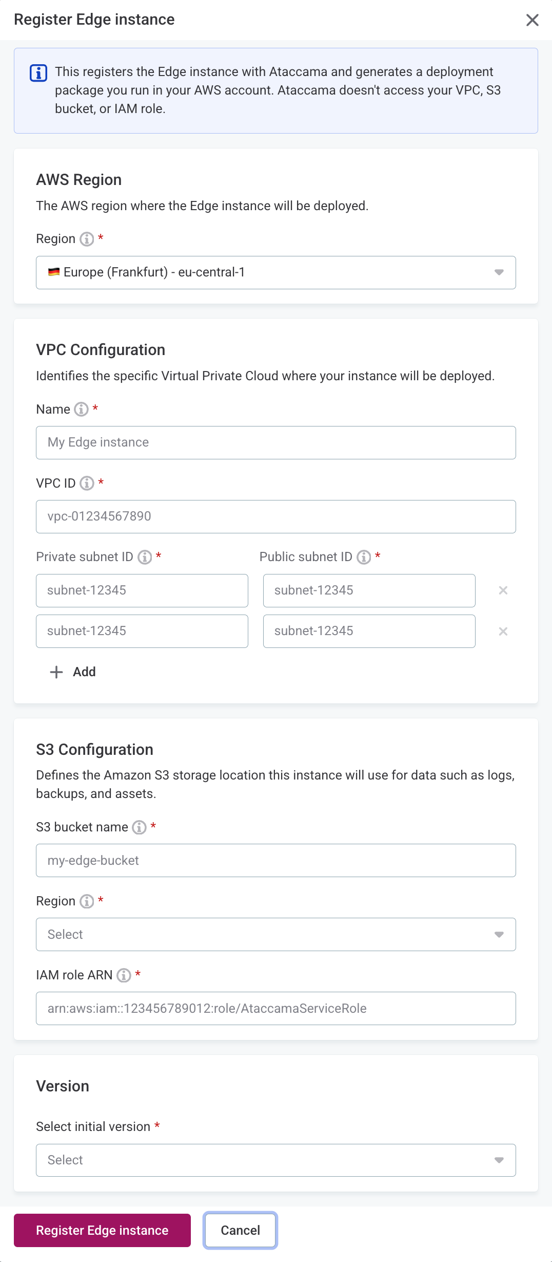 Register a self-managed edge instance