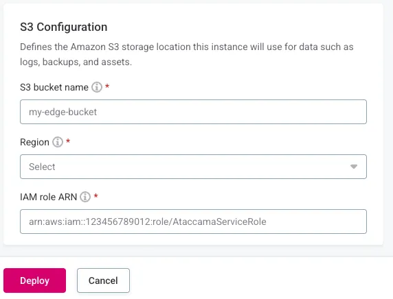 Deploy Edge Instance - S3 Configuration