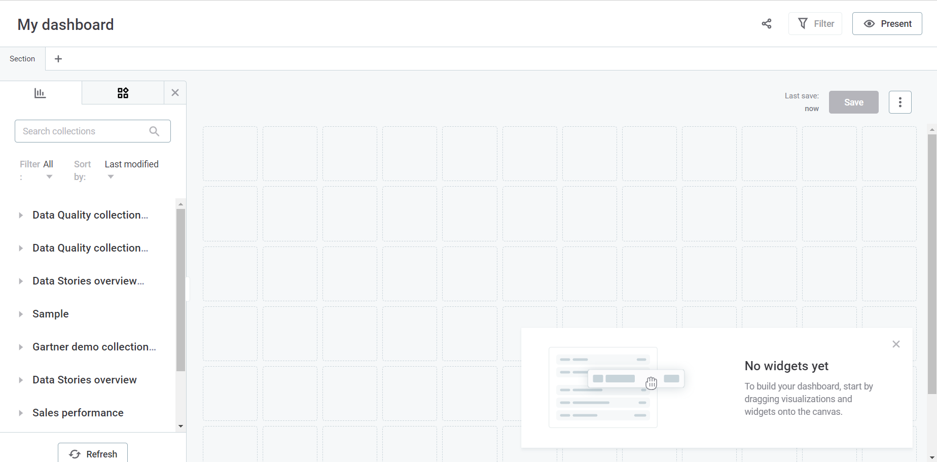 Empty dashboard canvas