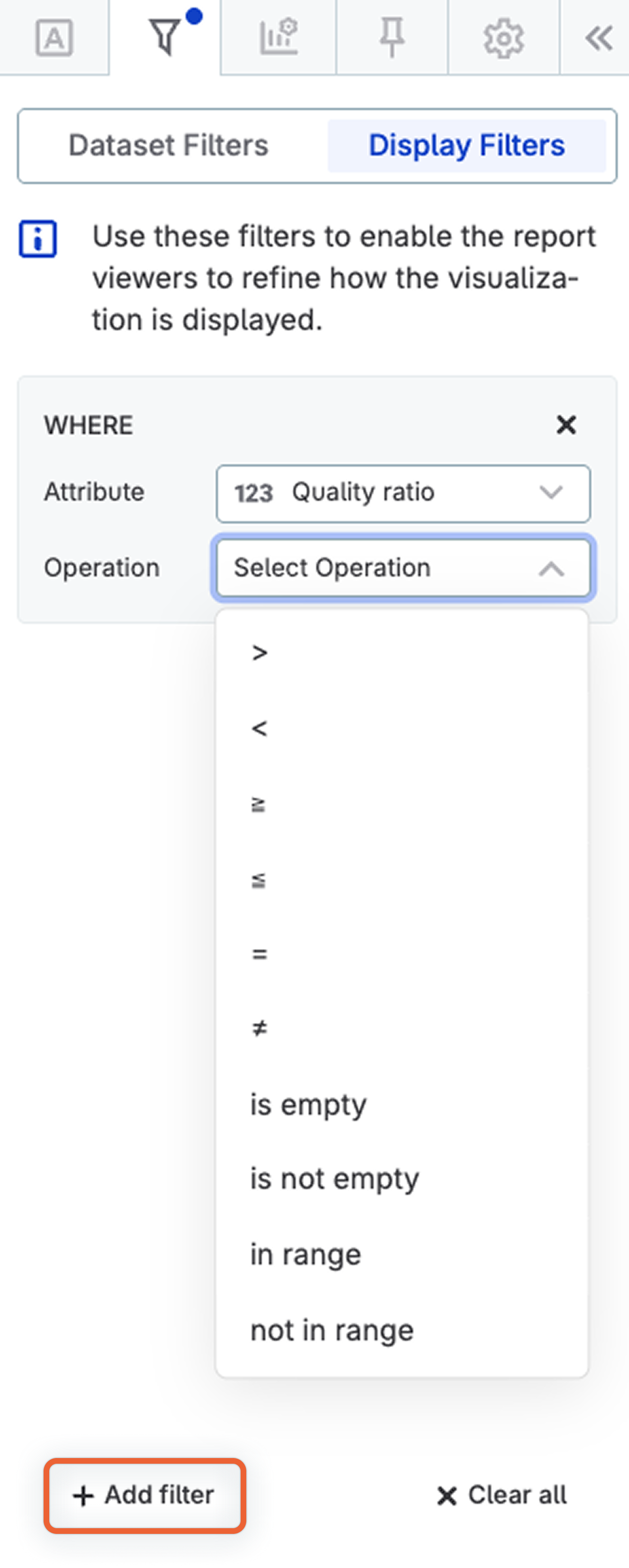Select filter operation