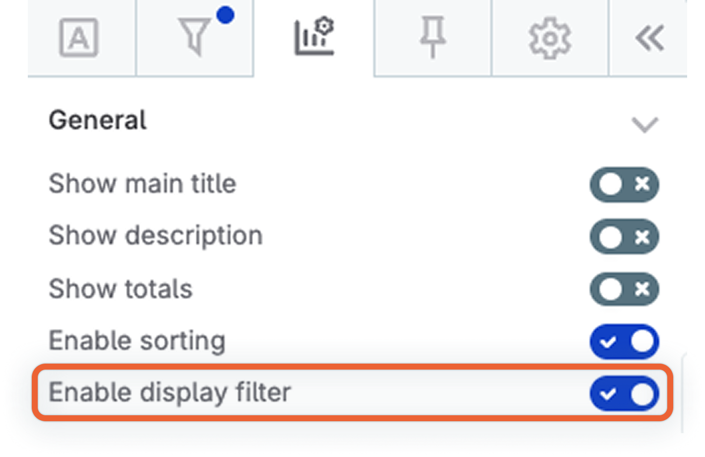 Enable display filter setting