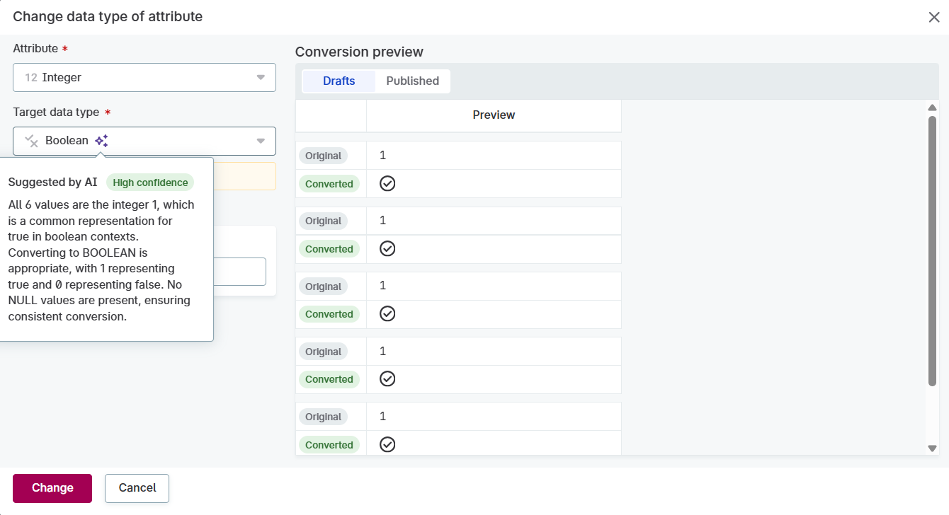 AI suggested data type