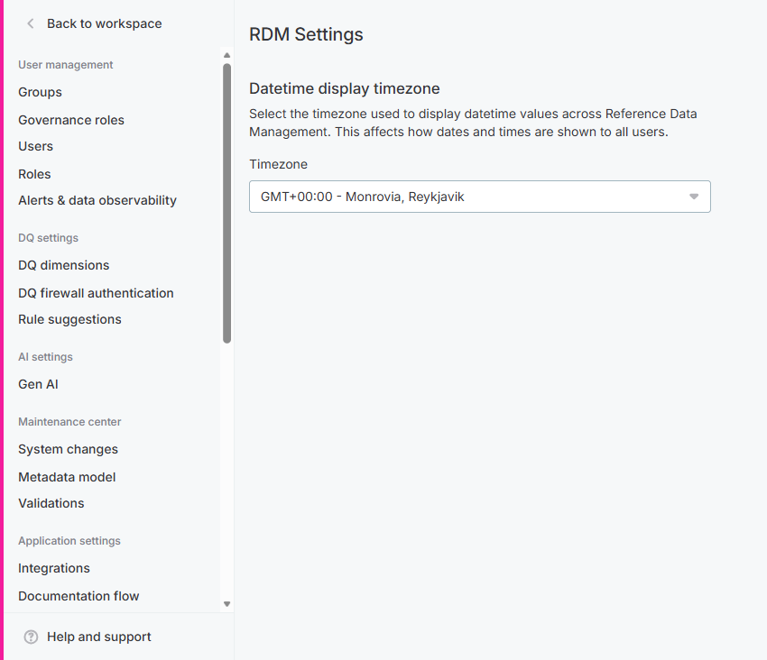 RDM Settings page