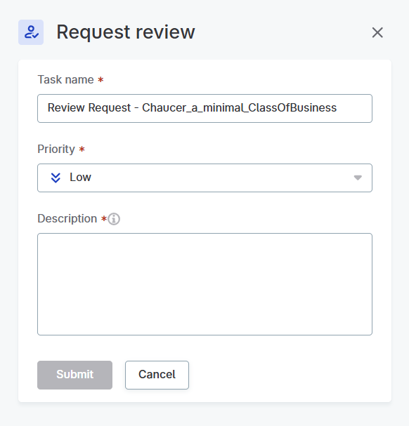 Request review form dialog