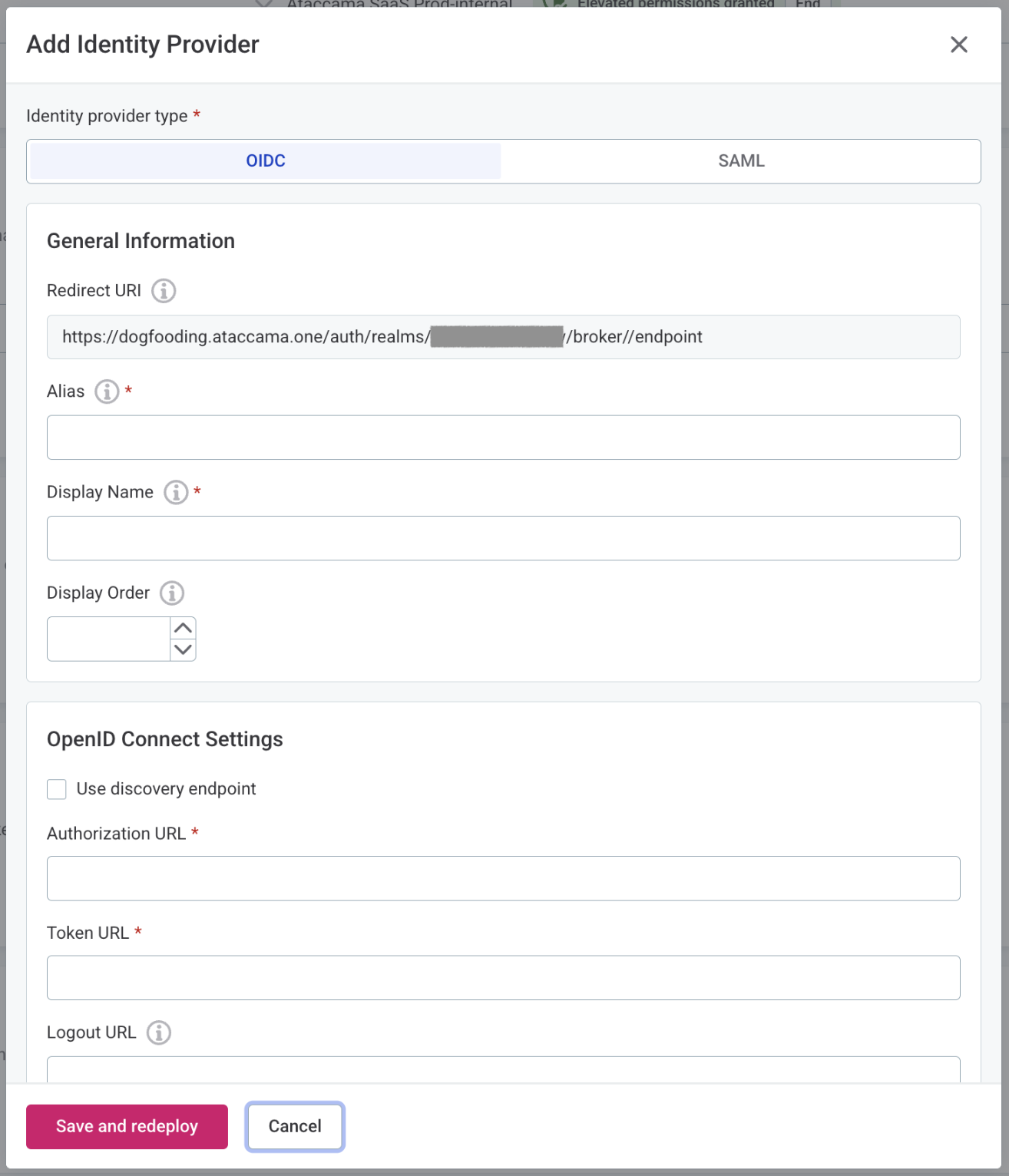 SSO settings in Cloud Portal