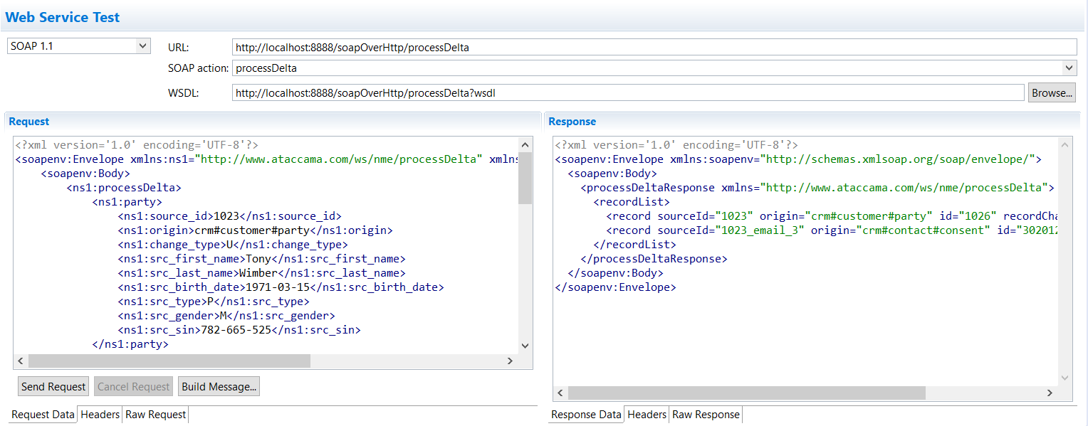 ProcessDelta request and response example