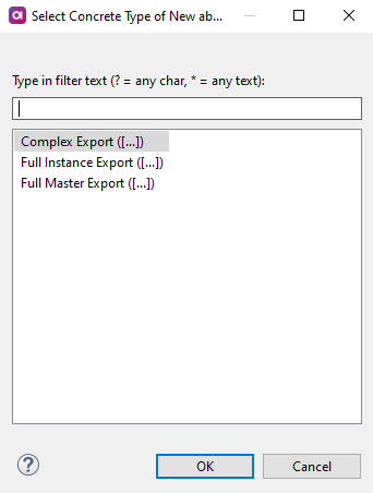 Selecting comlpex export operation