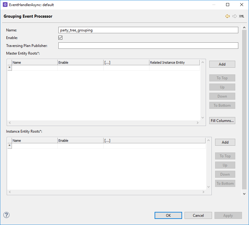 EventHandlerAsync default Grouping event processor tab