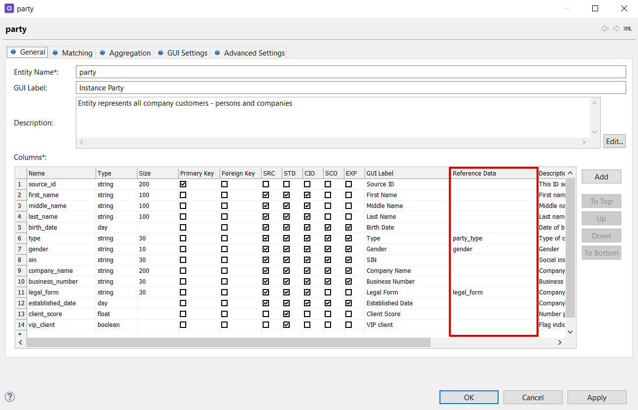 Assigning reference data