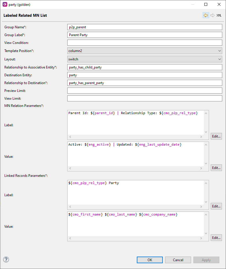 Labeled Related MN List tab