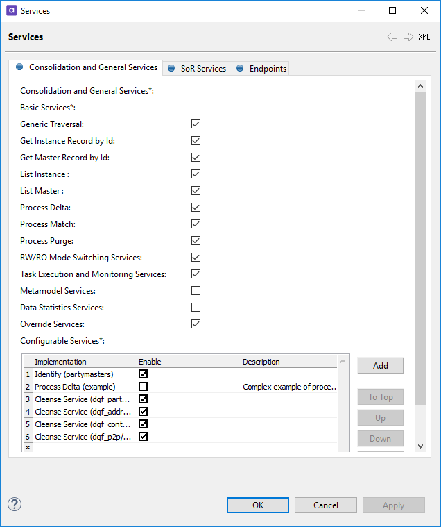 Consolidation and General Services tab