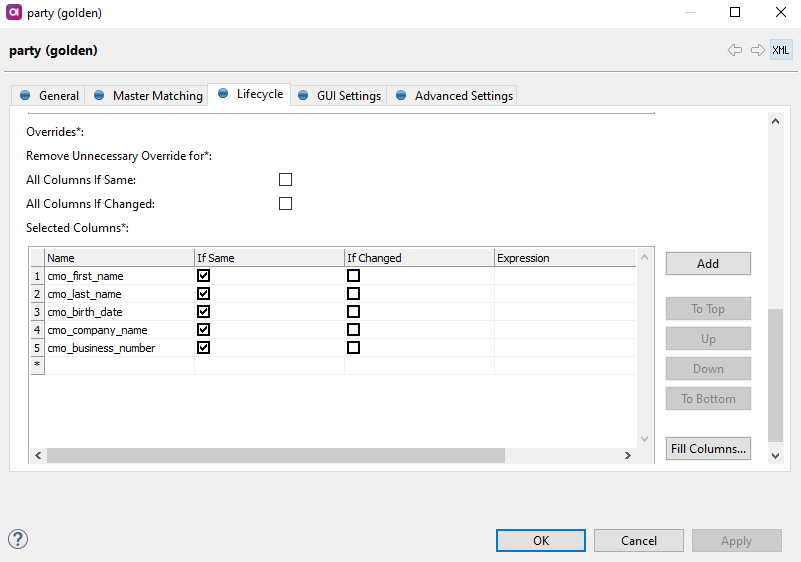 Overrides lifecycle settings