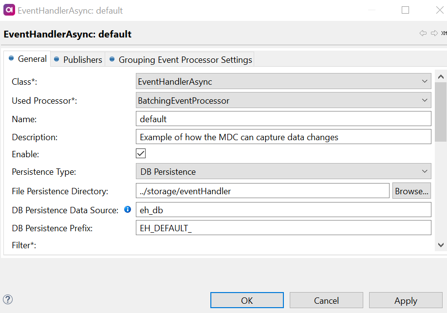 EventHandlerAsync default Persistance settings