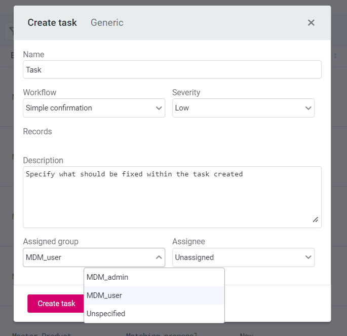 Assigning task when creating task